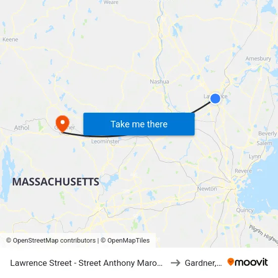 Lawrence Street - Street Anthony Maronite Church to Gardner, MA map
