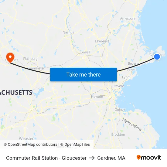 Commuter Rail Station - Gloucester to Gardner, MA map
