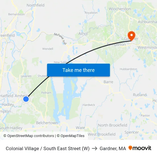 Colonial Village / South East Street (W) to Gardner, MA map