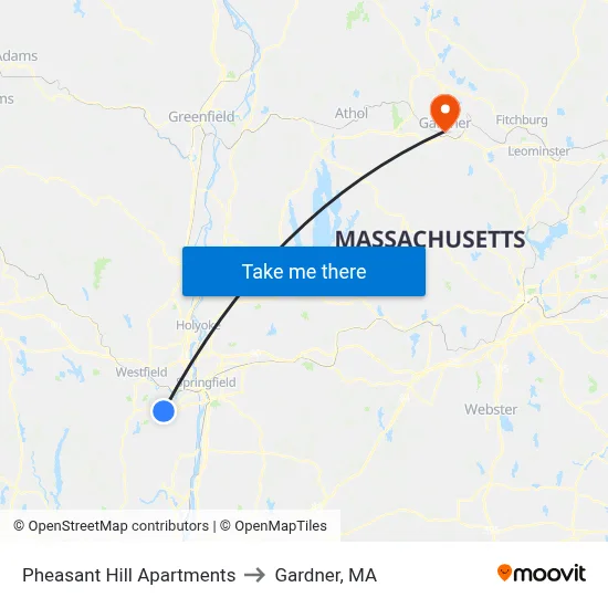 Pheasant Hill Apartments to Gardner, MA map