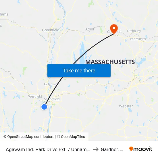 Agawam Ind. Park Drive Ext. / Unnamed to Gardner, MA map