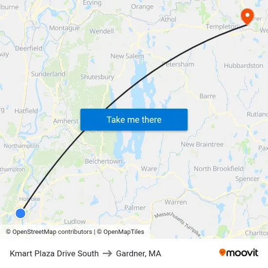 Kmart Plaza Drive South to Gardner, MA map