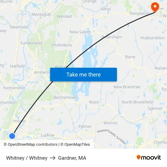 Whitney / Whitney to Gardner, MA map