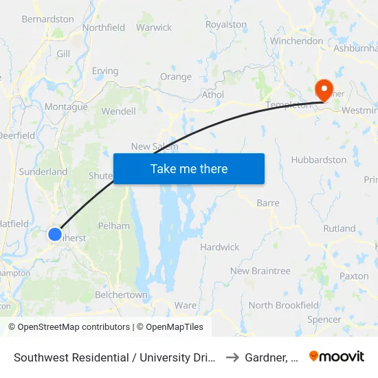 Southwest Residential  / University Drive (S) to Gardner, MA map