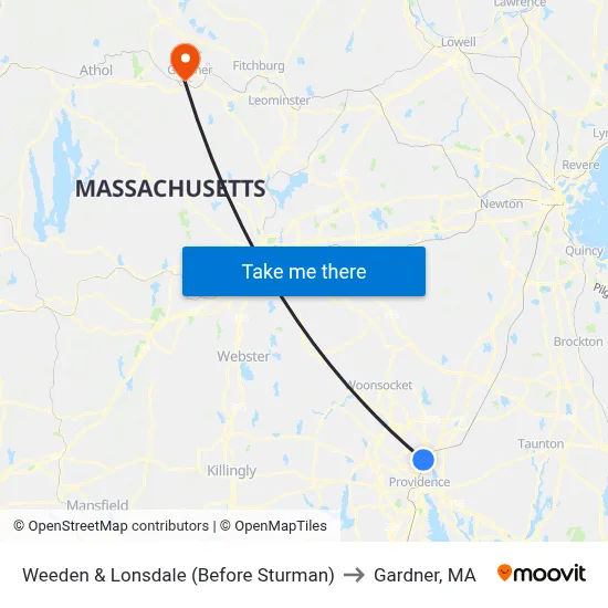 Weeden & Lonsdale (Before Sturman) to Gardner, MA map