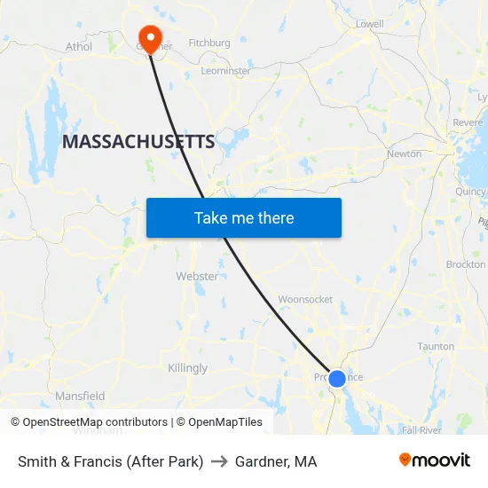 Smith & Francis (After Park) to Gardner, MA map