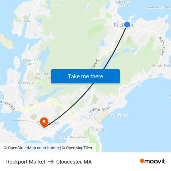 Rockport Market to Gloucester, MA map