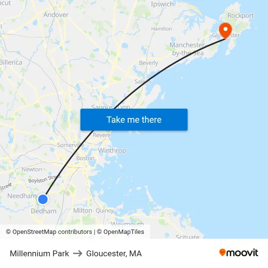 Millennium Park to Gloucester, MA map