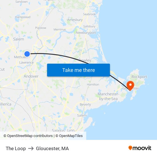 The Loop to Gloucester, MA map