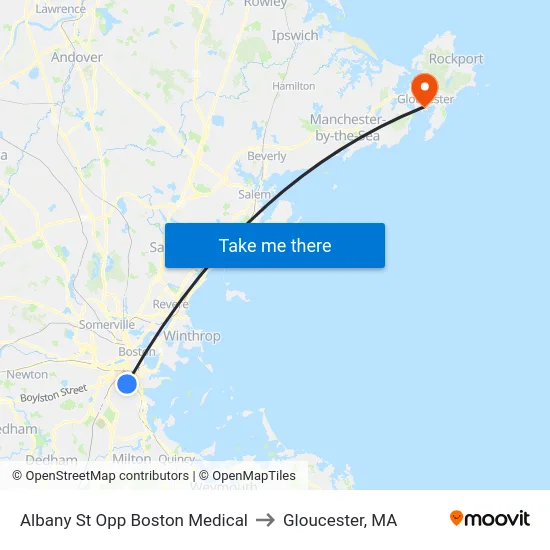 Albany St Opp Boston Medical to Gloucester, MA map