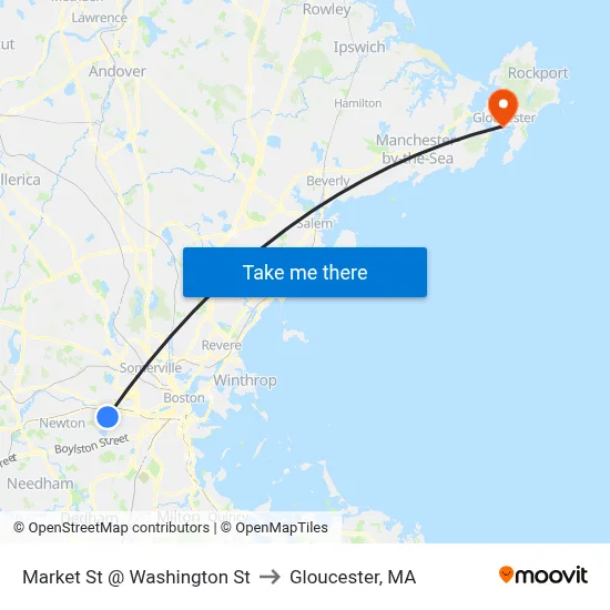 Market St @ Washington St to Gloucester, MA map