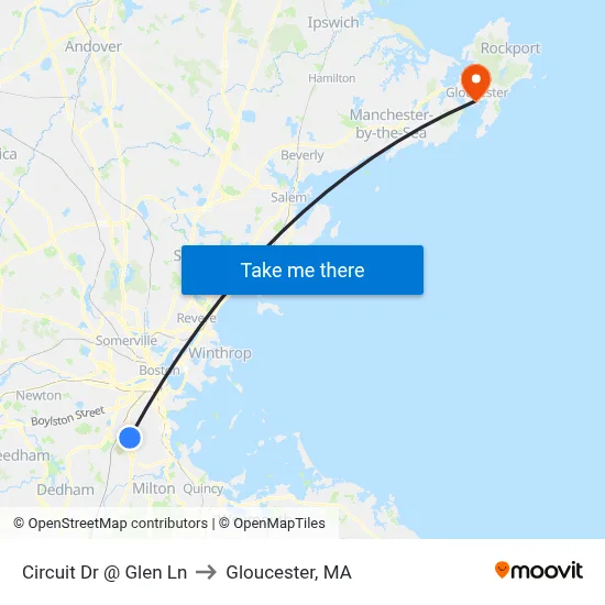 Circuit Dr @ Glen Ln to Gloucester, MA map