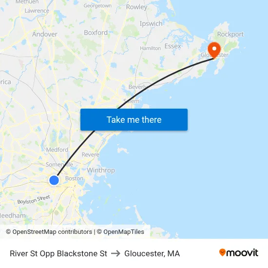 River St Opp Blackstone St to Gloucester, MA map