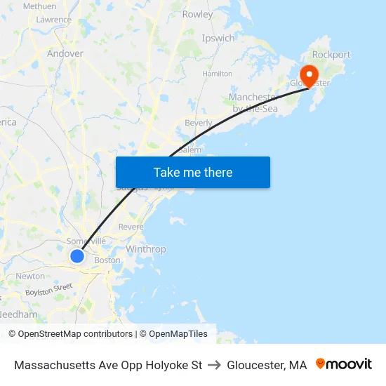 Massachusetts Ave Opp Holyoke St to Gloucester, MA map
