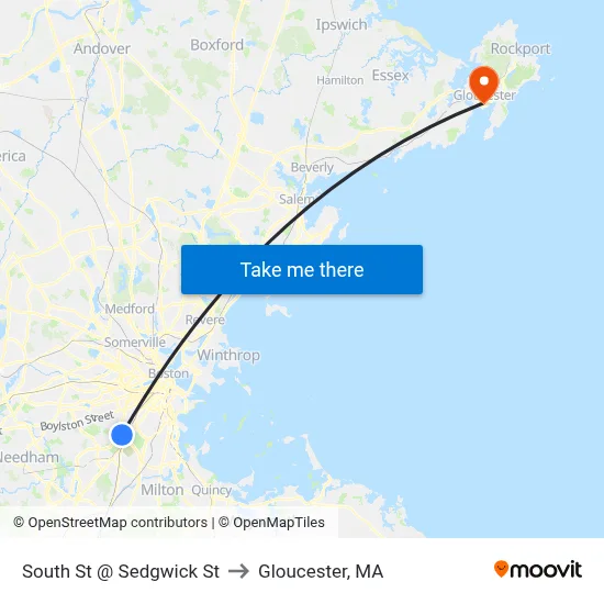 South St @ Sedgwick St to Gloucester, MA map