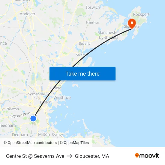 Centre St @ Seaverns Ave to Gloucester, MA map