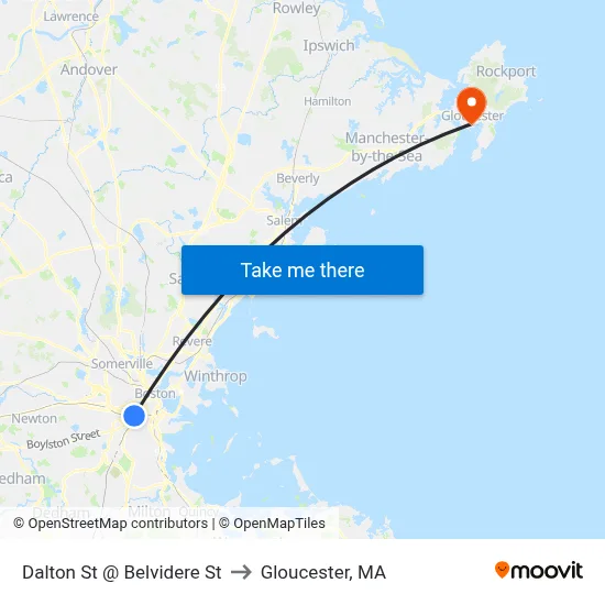 Dalton St @ Belvidere St to Gloucester, MA map