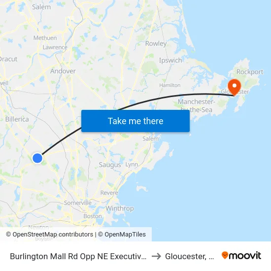 Burlington Mall Rd Opp NE Executive Pk to Gloucester, MA map