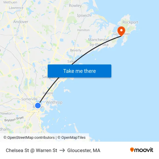 Chelsea St @ Warren St to Gloucester, MA map