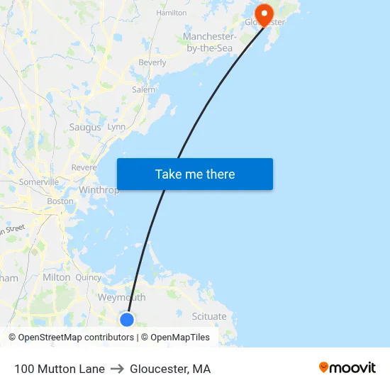 100 Mutton Lane to Gloucester, MA map