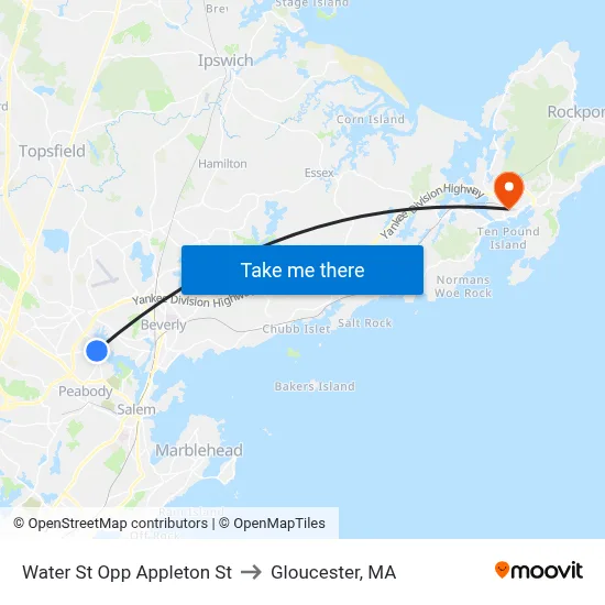 Water St Opp Appleton St to Gloucester, MA map