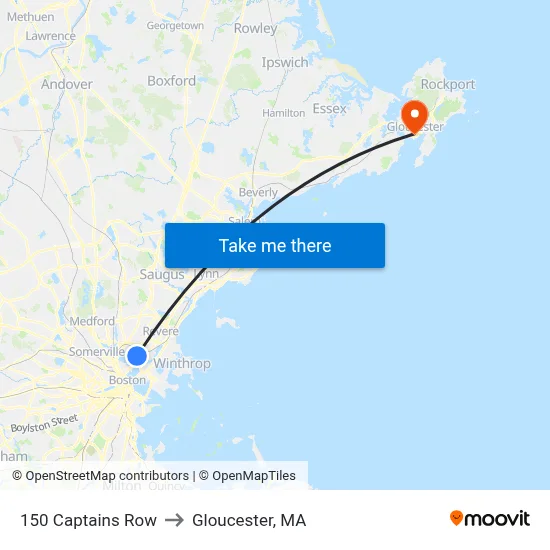 150 Captains Row to Gloucester, MA map
