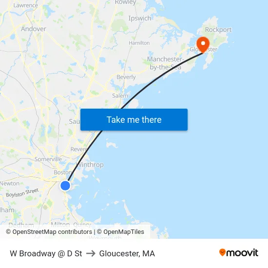 W Broadway @ D St to Gloucester, MA map
