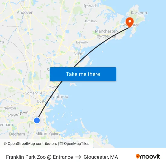 Franklin Park Zoo @ Entrance to Gloucester, MA map