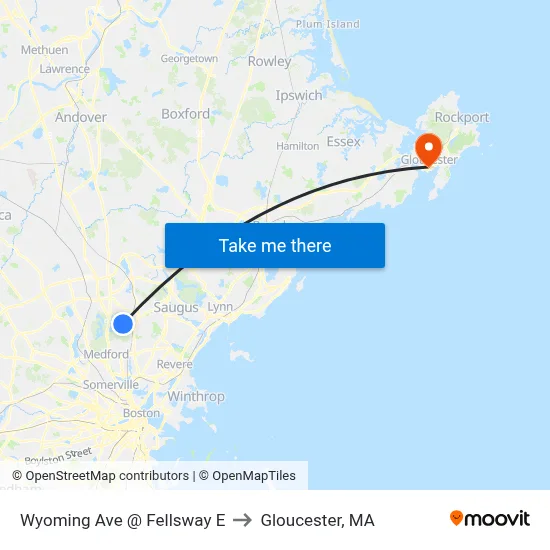 Wyoming Ave @ Fellsway E to Gloucester, MA map
