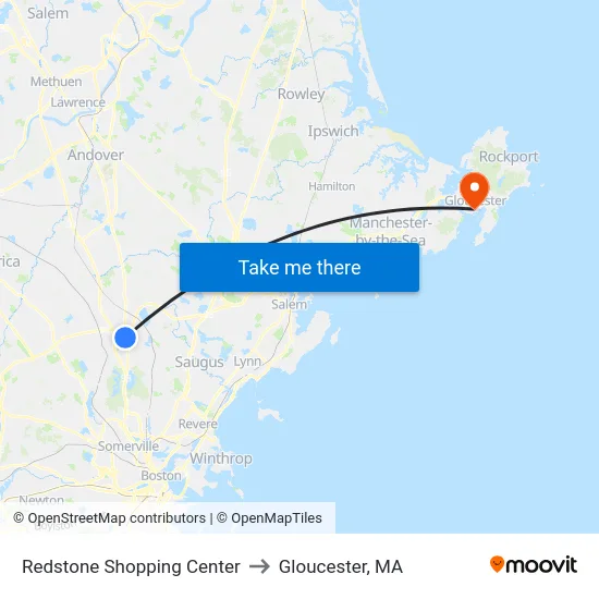 Redstone Shopping Center to Gloucester, MA map