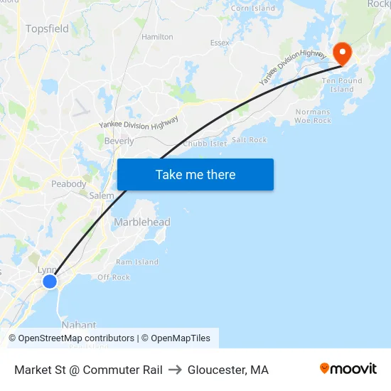 Market St @ Commuter Rail to Gloucester, MA map