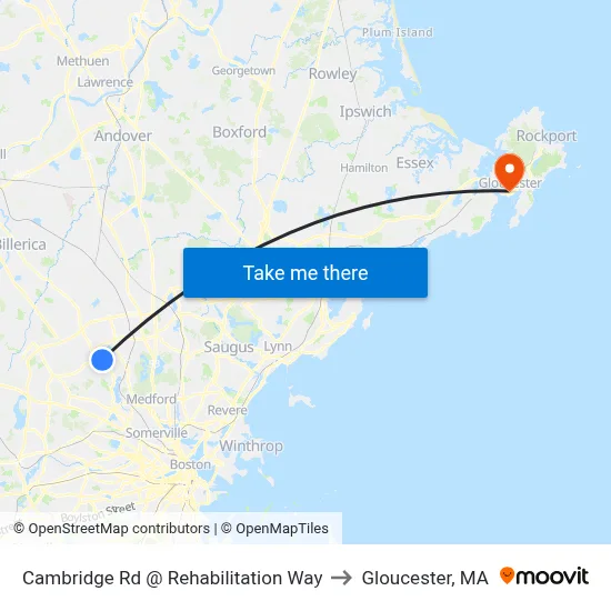 Cambridge Rd @ Rehabilitation Way to Gloucester, MA map