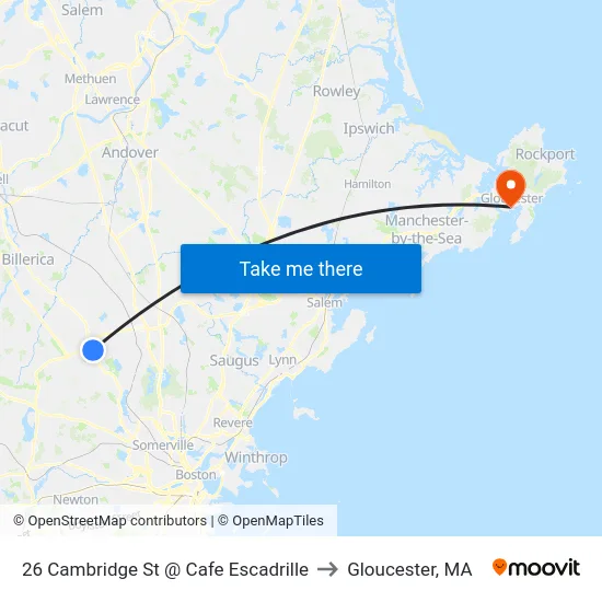 26 Cambridge St @ Cafe Escadrille to Gloucester, MA map