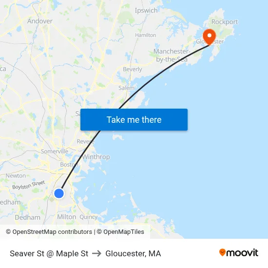 Seaver St @ Maple St to Gloucester, MA map