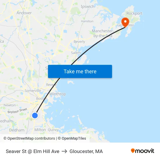 Seaver St @ Elm Hill Ave to Gloucester, MA map