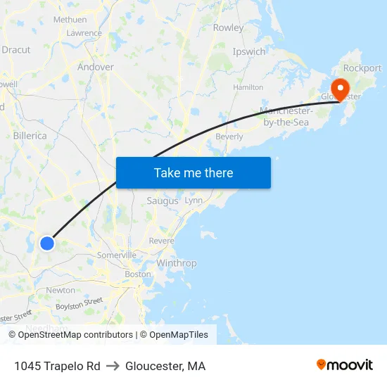 1045 Trapelo Rd to Gloucester, MA map