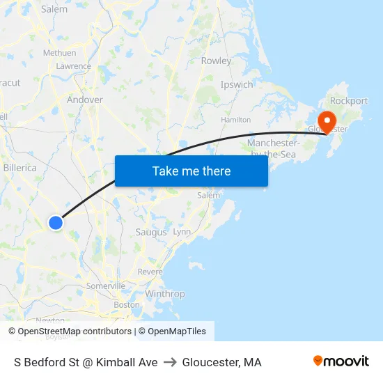 S Bedford St @ Kimball Ave to Gloucester, MA map