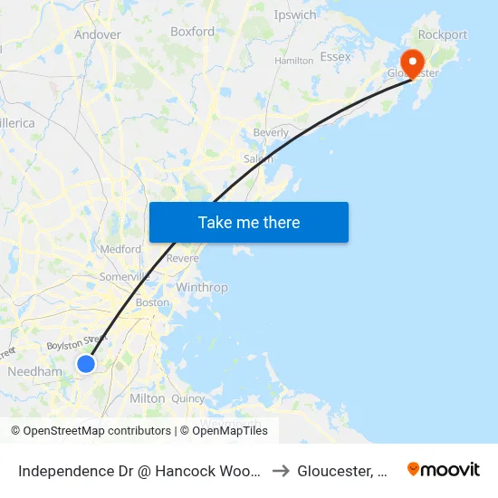 Independence Dr @ Hancock Woods to Gloucester, MA map