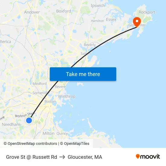 Grove St @ Russett Rd to Gloucester, MA map