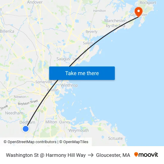 Washington St @ Harmony Hill Way to Gloucester, MA map