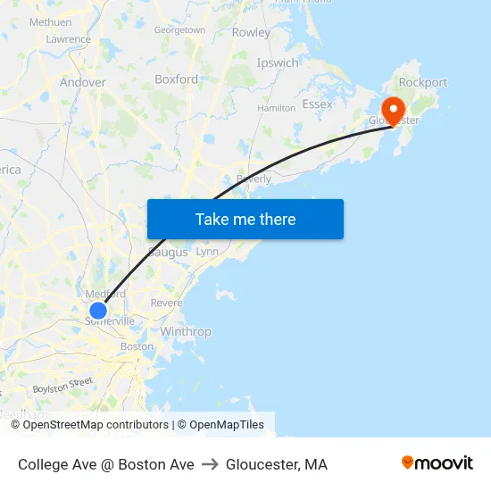 College Ave @ Boston Ave to Gloucester, MA map