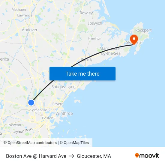 Boston Ave @ Harvard Ave to Gloucester, MA map