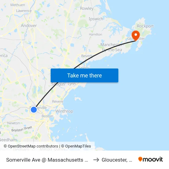 Somerville Ave @ Massachusetts Ave to Gloucester, MA map
