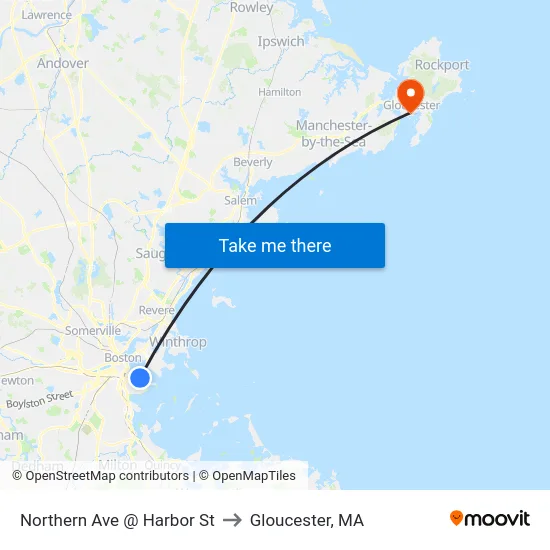 Northern Ave @ Harbor St to Gloucester, MA map