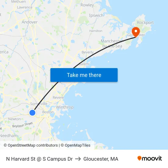 N Harvard St @ S Campus Dr to Gloucester, MA map