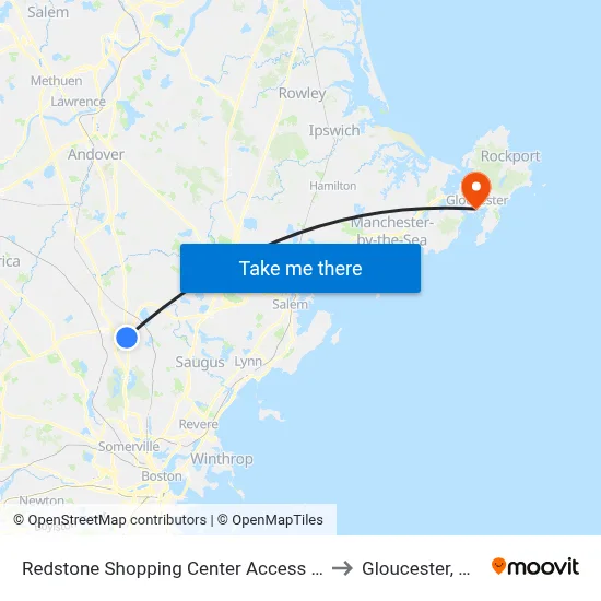 Redstone Shopping Center Access Rd to Gloucester, MA map
