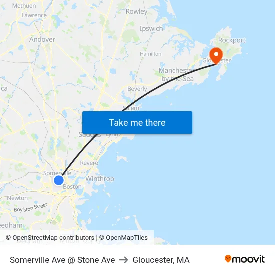 Somerville Ave @ Stone Ave to Gloucester, MA map