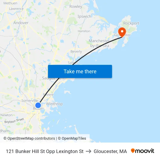 121 Bunker Hill St Opp Lexington St to Gloucester, MA map