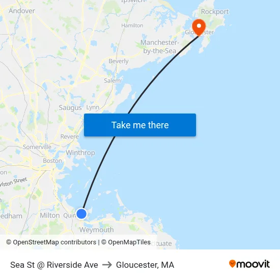 Sea St @ Riverside Ave to Gloucester, MA map