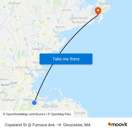 Copeland St @ Furnace Ave to Gloucester, MA map